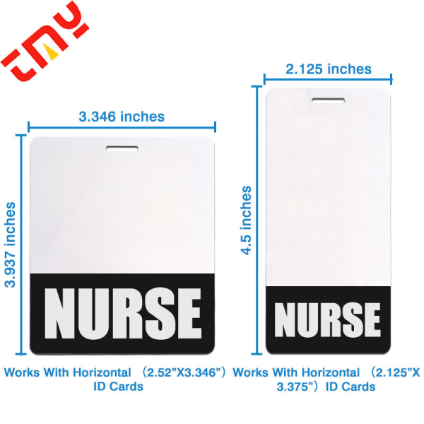 Double Sided Identification Horizontal PVC Badge Heavy Duty Custom Black Screen Printing With Holder For Resident Nurses
