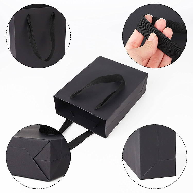 Recyclable Luxury Black Cloth Paper Bag Custom Size Kraft And Art Paper Packaging