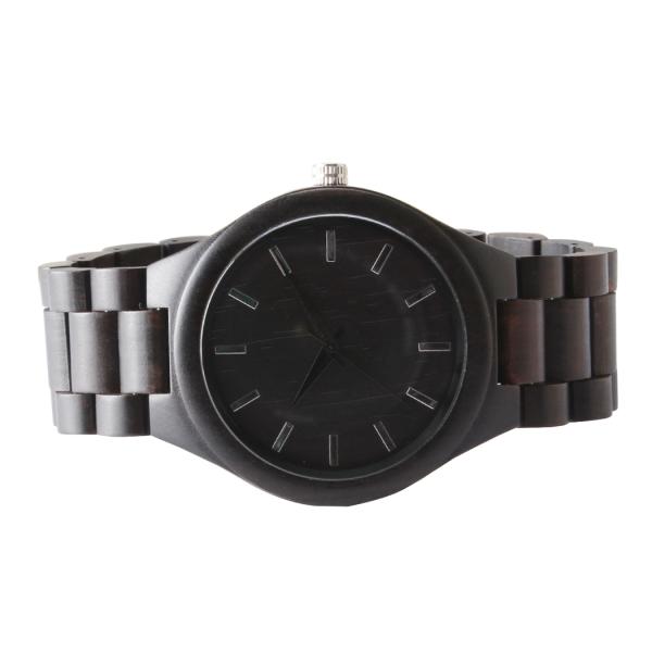 Portable Bamboo Wrist Watch , Black Walnut Wood Quartz Movement Watch Handcrafted