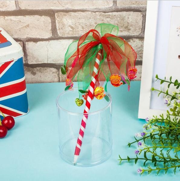 New craft ballpen with Nylon Ribbons and bell /heart pendants decor for promotion gift