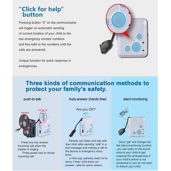 Mini GSM GPS Tracker Child Kids Elderly SOS Emergent Help Communicator Sender W/ Microphone Speaker for 2-Way Phone Talk