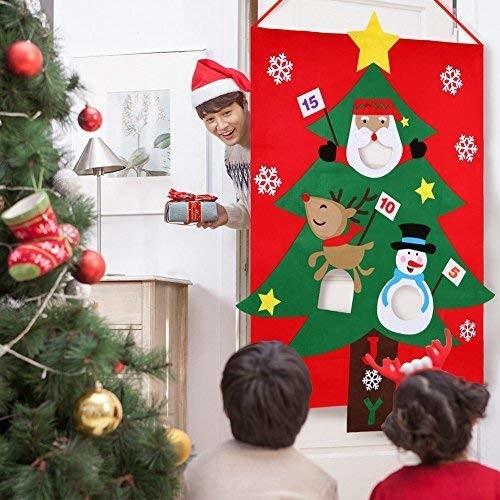 Eco - Friendly Christmas Party Crafts Felt Bean Bag Toss Games With 3 Snowballs