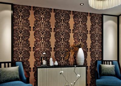 Luxury Waterproof Velvet Flock Wallpaper for Living Room , SGS CSA Certification