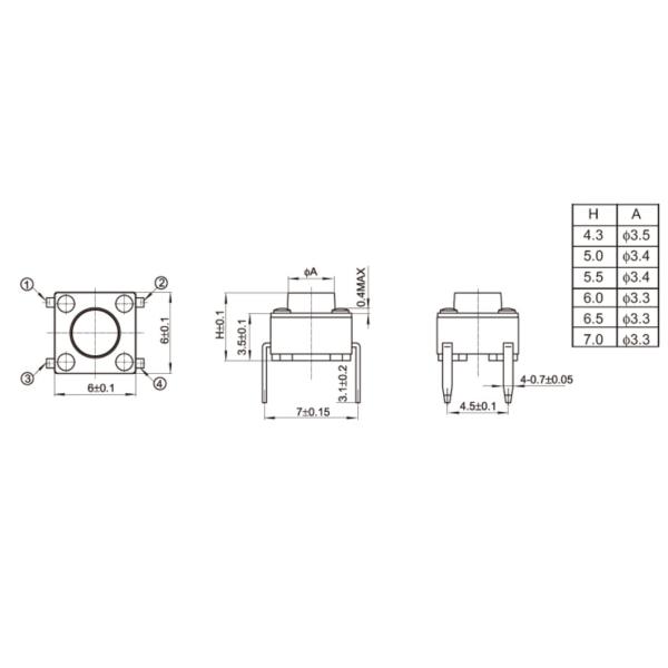 Sealed Miniature Tactile Switch White Plastic Cover For Consumer Electronics