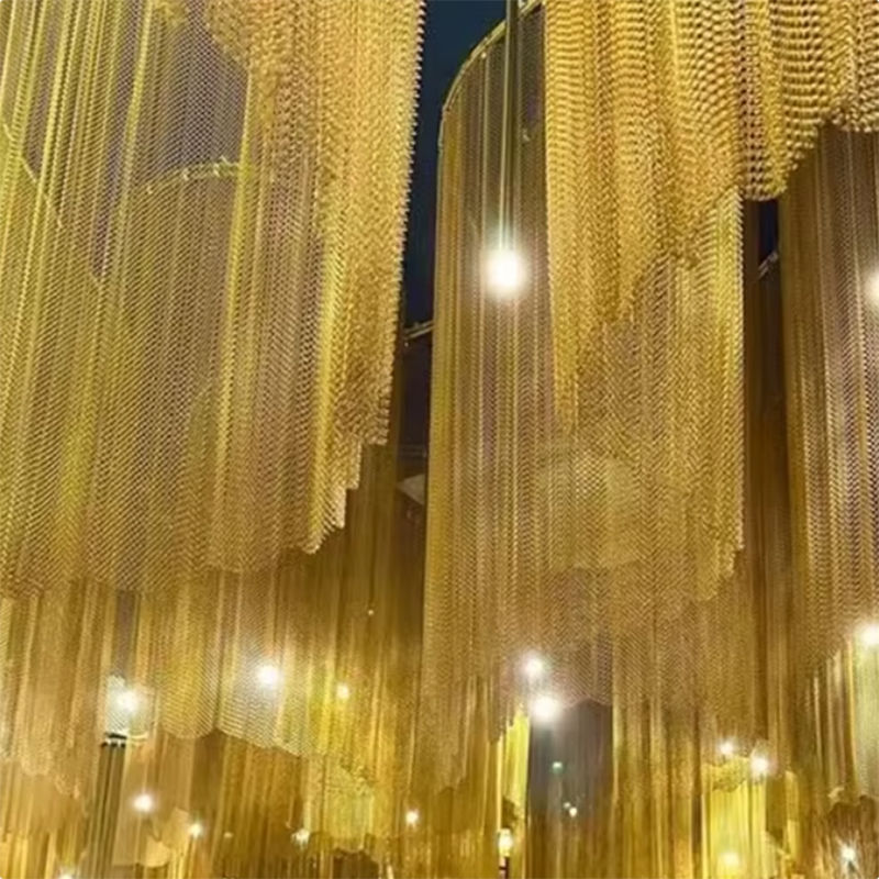 restaurant room divider decorative Aluminium Mesh Fabric Link Door shower wire mesh Netting coil drapery metal chain curtain