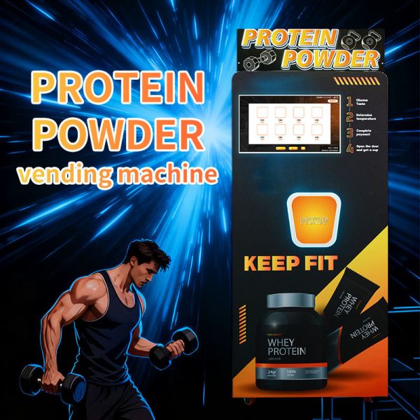 Protein Powder Vending Machine with Automatic Cup Dispensing Background Warning System and Energy Efficient Design for Fitness Nutrition