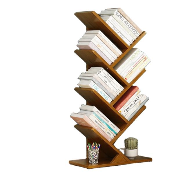 Living Room Bedroom Bookshelf in Tree Shaped Design 4 Layers Wooden Rack PANEL Wood Style