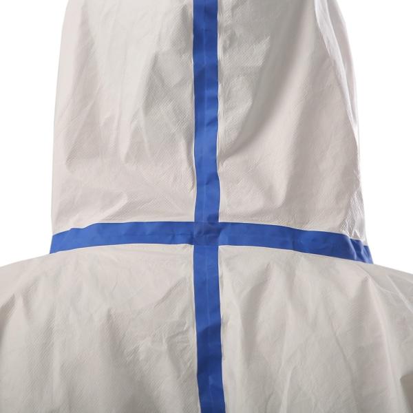 Vestido de isolamento de proteção da UTI do hospital Vestido não tóxico Branco descartável