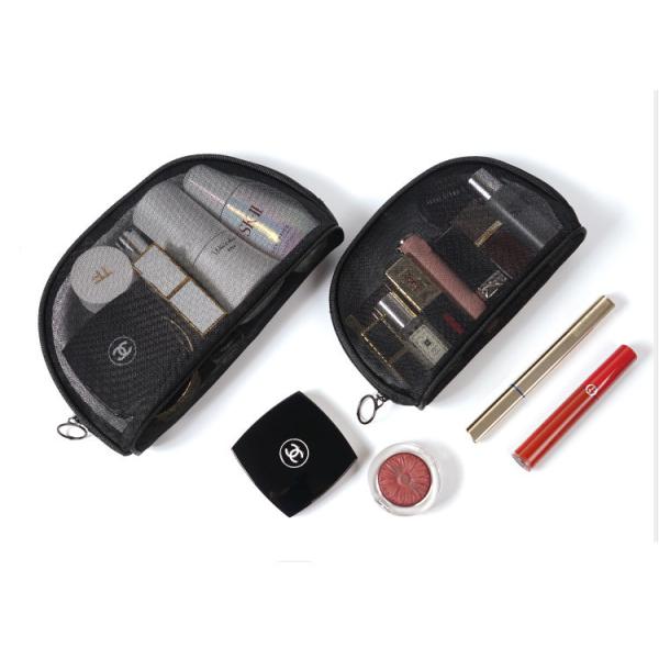 Portable small cosmetic bag girl web celebrity black double layer mesh transparent large capacity travel storage bags