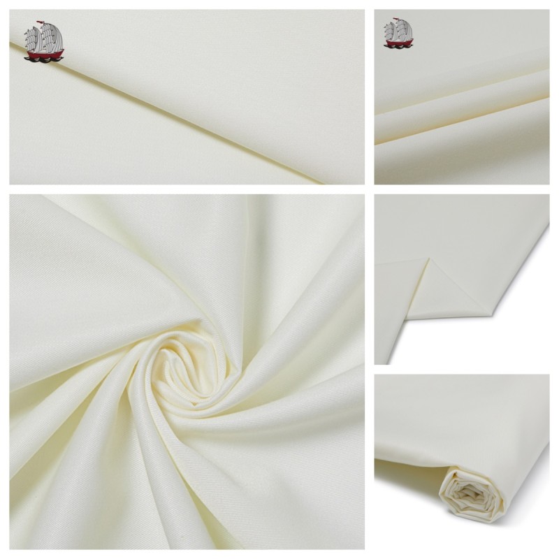 Opaque 155gsm Suiting Fabric Heavyweight Off White Double Washed Plain Twill Fabric