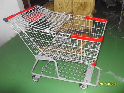 180L Metal Grocery Shopping Trolley E Coating With Flat Casters