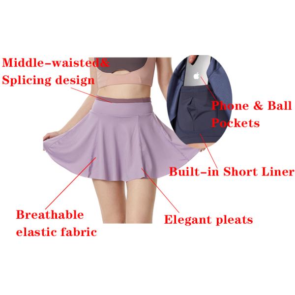 Легковес Skorts тенниса Breathable женщин сетки атлетический плиссированный