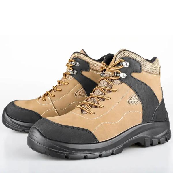 Yellow Steel Toe Cap Work Shoes CE Mens Nubuck Boots For Winter