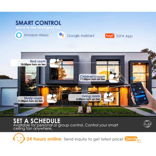 1stshine Natural Wood Blades Ceiling Fan Remote Control e Grande Vento para Grandes Espaços