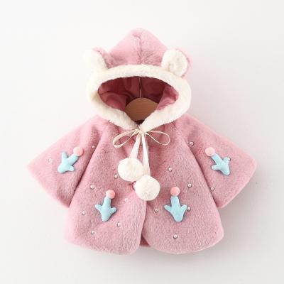 Cute Children'S Girls Heavy Winter Red Hooded Cape Coats Little Ears Hat