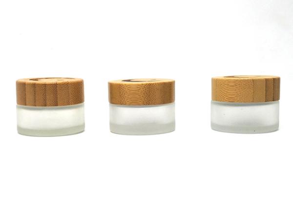 Bamboo Caps 30ml Cosmetic Jars , Frosted Glass Lotion Jars Anti Corrosion