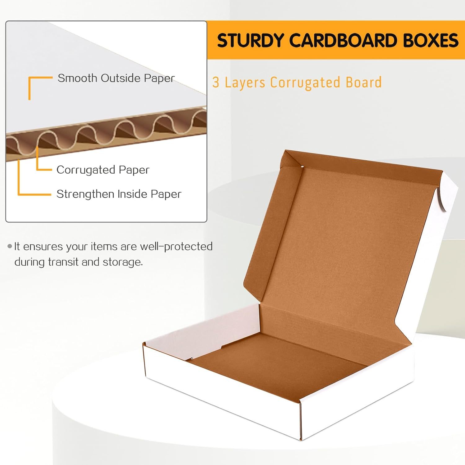 Small White Corrugated Board Shipping Boxes for Mailing Moving Storage with Matt Lamination Spot UV Embossing Gift Socks