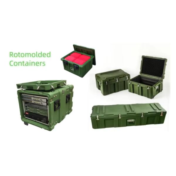 Cajas de almacenamiento de plástico verde moldeadas en rotación para uso militar al aire libre