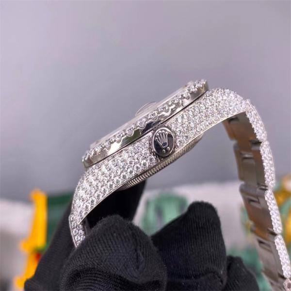 Saída congelada completa Vvs Diamond Watch do conflito de Rolex do relógio de Hip Hop 3EX Moissanite