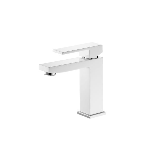 Streamlined Design Wash Basin Faucet White Brass Mixer Tap With 25mm Cartridge