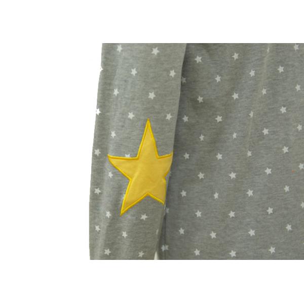 Cute Elbow Star Patch Casual Ladies Wear Cotton Winter Pajamas Big Eyelet At Front