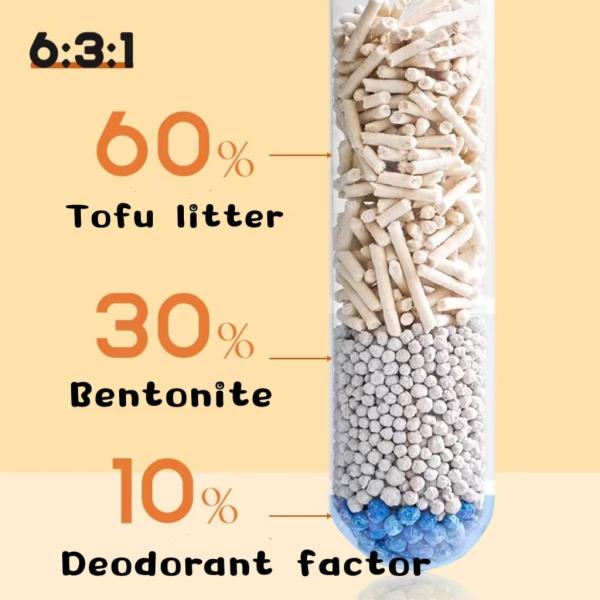 Arena para gatos mixta natural 100% biodegradable y sin polvo