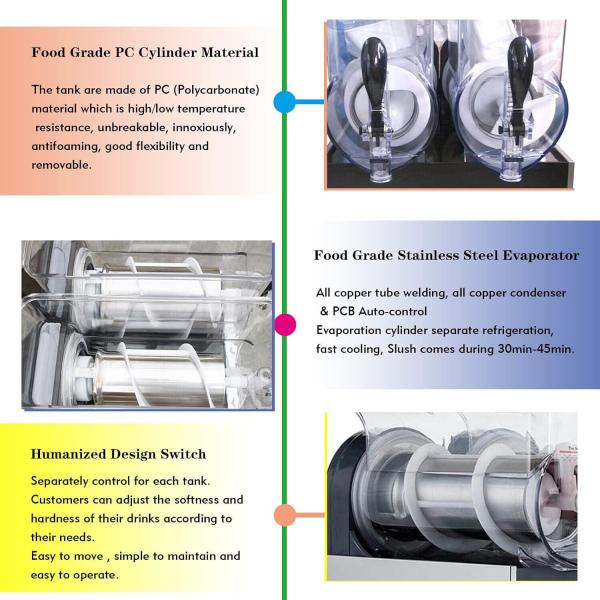 Коммерческое оборудование для закусок Автоматическая 36L 3-баковая машина для замороженных напитков