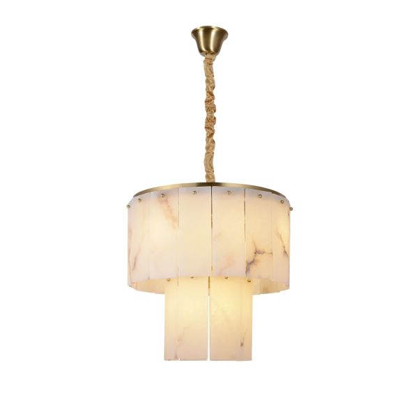Contemporary Round Large Spanish Marble Brass Pendant Light Living Room Hanging Lamp