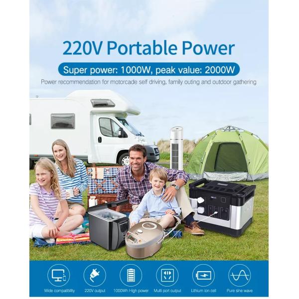 200-240V 1000W Solar Generator Battery Charger 300000mAh Outdoor Energy 1100wh