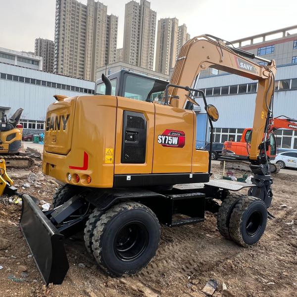 New Arrival Used SANY SY75W Wheel Type 7 Ton Secondhand Hydraulic Mini Wheel Excavator