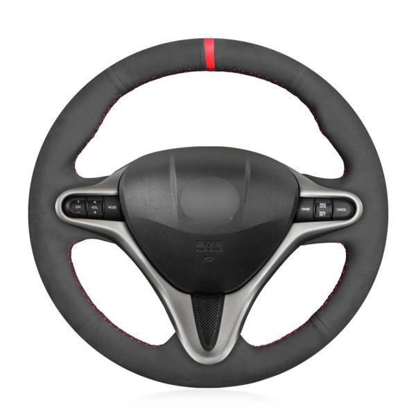Hand Sewing Black Suede Steering Wheel Cover for Honda Si Civic 8 8th Gen 2006 2007 2008 2009 2010 2011