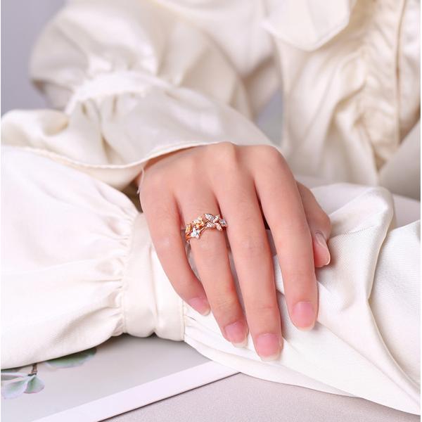 Диамант 0.24ct бабочки обручального кольца карата золота 18 Роза ПРОТИВ ясности