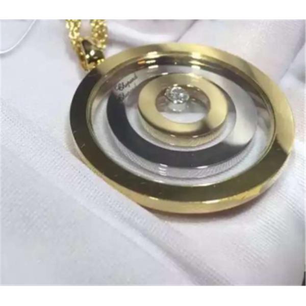 18K Gold Chopard Jewelry Happy Spirit Pendant Round Shape With Natural Diamonds