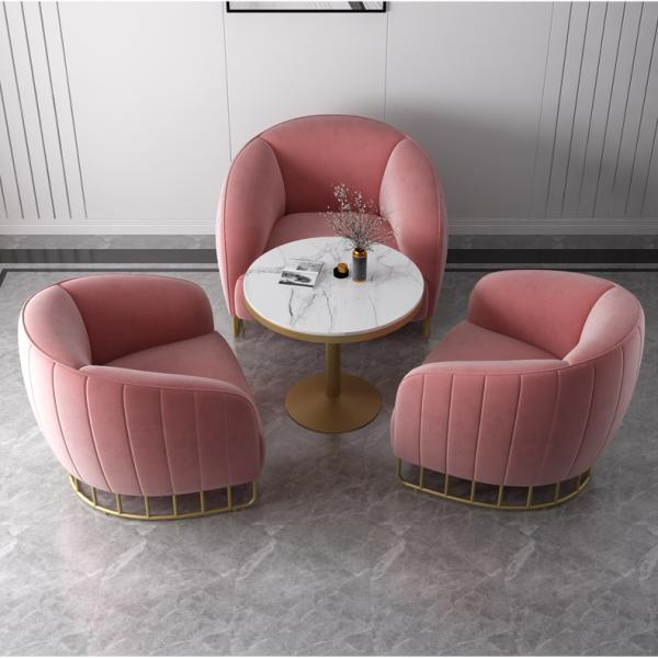 Modern Nordic Commercial Meeting Armchair Sofa With Metal Frame