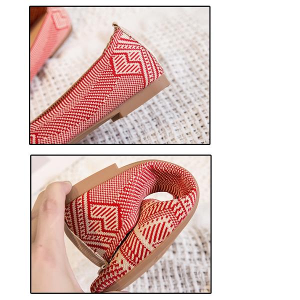 Hot Sale Lightweight Breathable Women's Shoes Pointed Toe Geometric Pattern Casual Flats