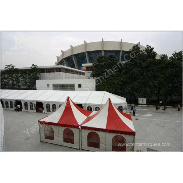 Color Stripe Top Cover Durable High Peak Pole Tent , High Peak Tent Rentals
