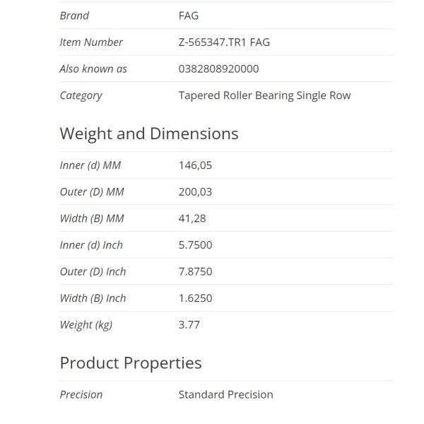 FAG unstandard Tapered Roller Bearing  Z-565347.TR1