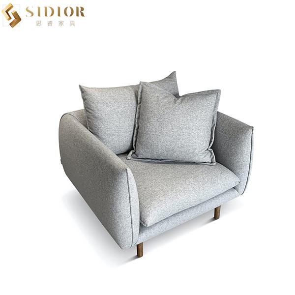 Customized Modern Hotel Restaurant Leather Leisure Chair With Solid Wood Legs
