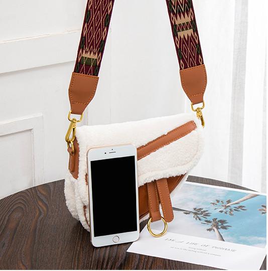 5cm 20cm Wide Strap Crossbody Bag Plush Portable Messenger Bag