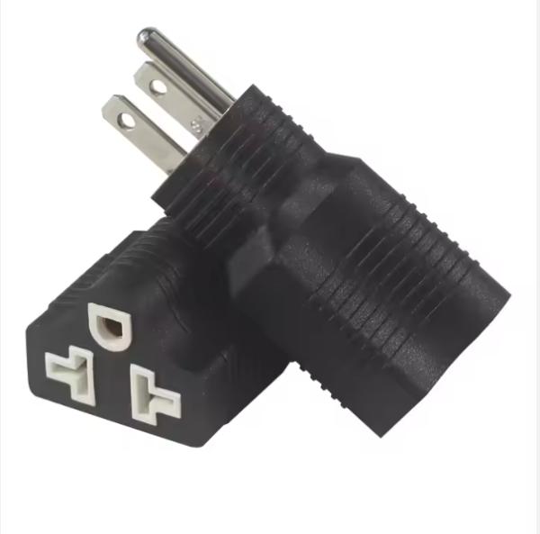 NEMA 5-15P to 5-15R Right Angle Plug Adapter 15A 125V