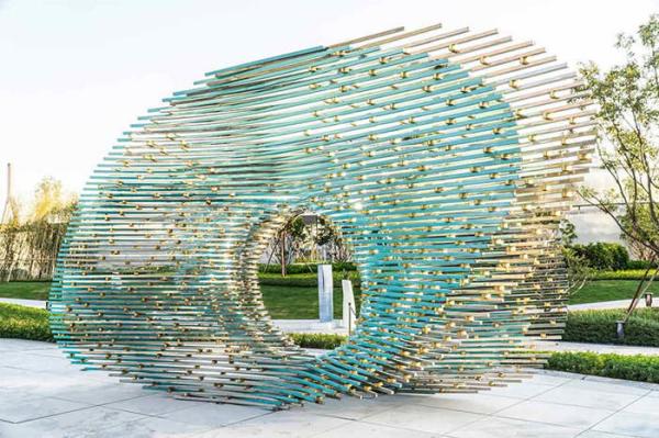Metal Ring Stainless Steel Sculptures Abstract Modern Customized For Garden