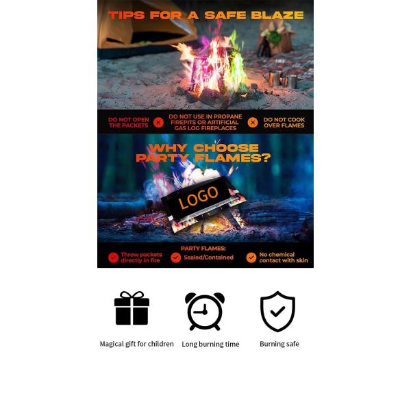 Colour Magic Powder Fire 10 x 10 g Magical Flame Colourful Fire Powder Neon Flames