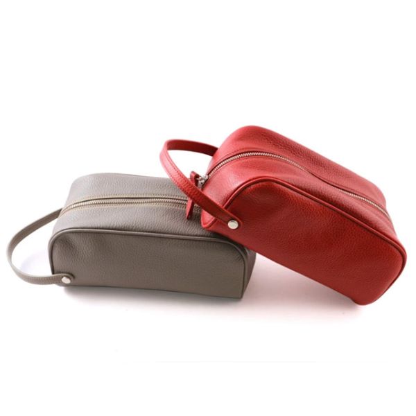 Custom Color Travel PU Leather Toiletry Bag Portable Handle Essentials Wash Bag For Men