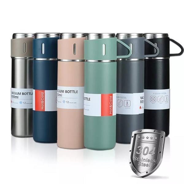 Business Gift Set BPA Free 500ml Double Wall Stainless Steel Portable Bottle and Coffee Cup