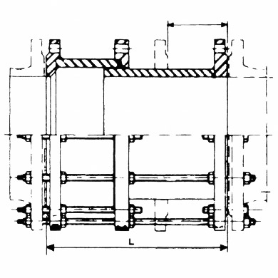 PN 10 Industrial Pipe Fittings , Ductile Iron GGG40 Dismantling Joint With 3 Flanges