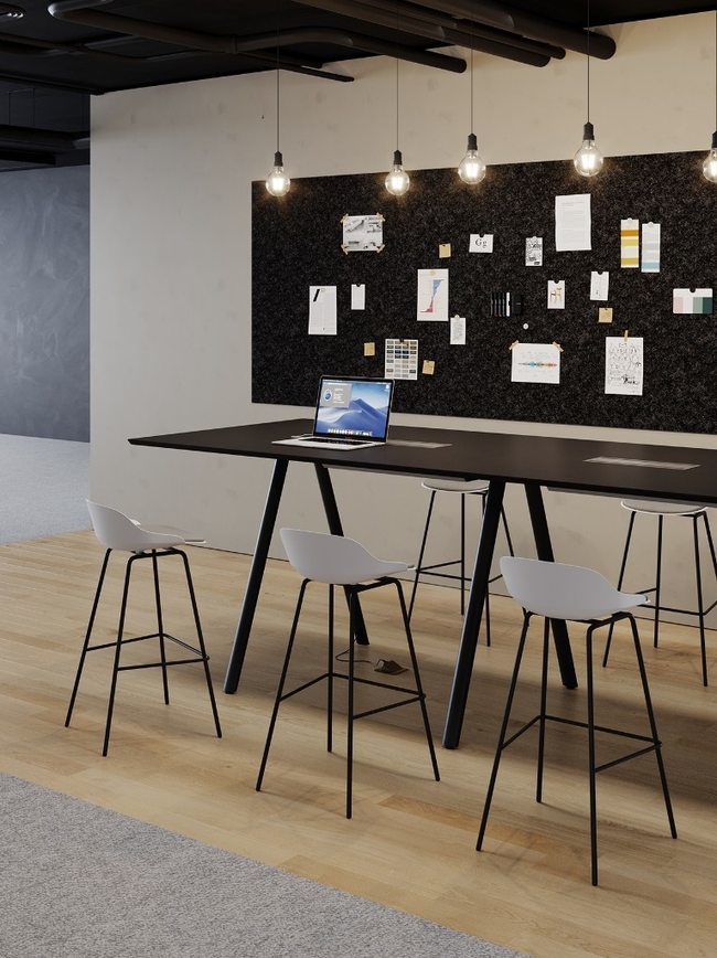 Modern Rectangular MFC Table Top Bar Table With Cable Channels For Office Hotel