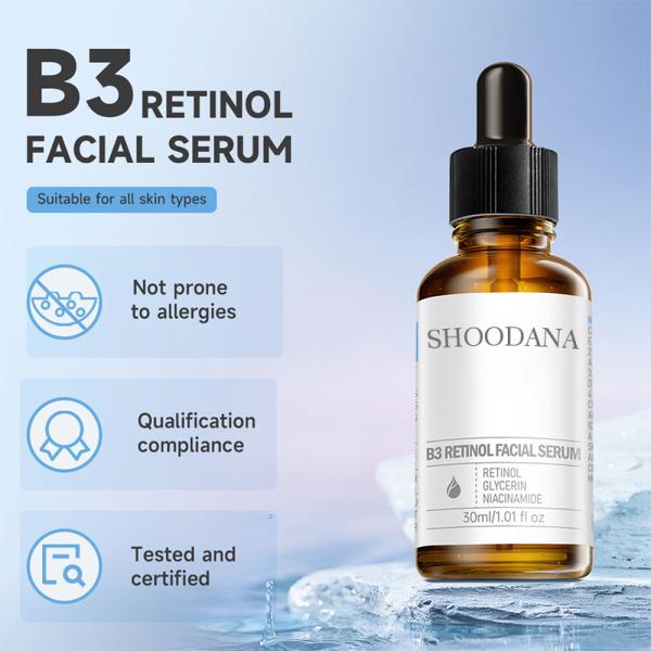 Sérum facial pour le soin de la peau en marque privée, blanchissant à la VC avec de l'acide hyaluronique et de la vitamine B3