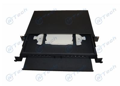 Black Color 12 Port LC Fiber Patch Panel , Drawer Type 1U Fiber Patch Panel With Number