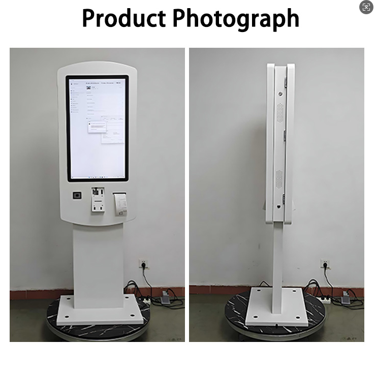 32 inch Indoor Double Sided PCAP Self Order Kiosk Built-in NFC QR Scanner Printer POS holder
