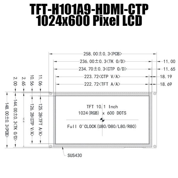 10.1 pouces HI IPS 1024x600 TFT Module LCD Affichage capacitif avec Raspberry Pi